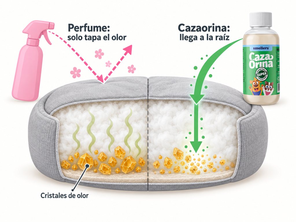 Corte de una camita: el perfume rebota en la superficie y Cazaorina llega hasta los cristales del relleno